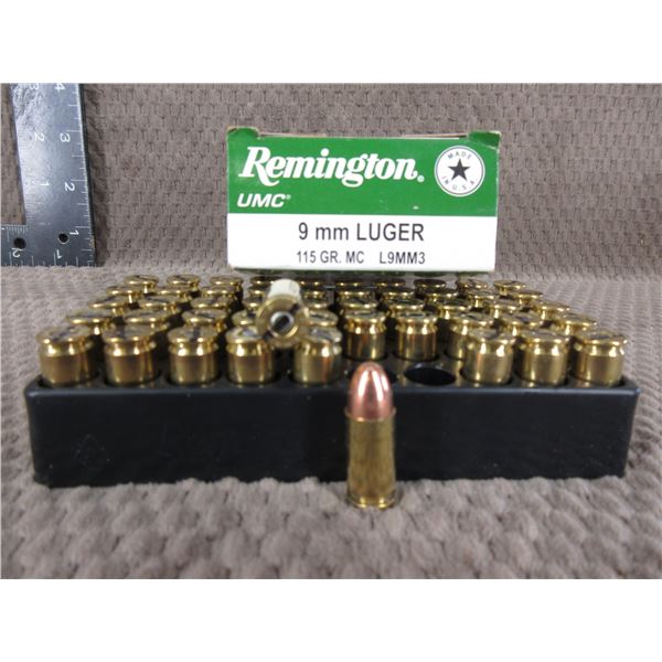 9MM Luger, 115 gr, MC, Remington - Box of 50