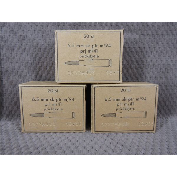 6.5 X 55 Prickskytte 3 Boxes of 20 Unopened