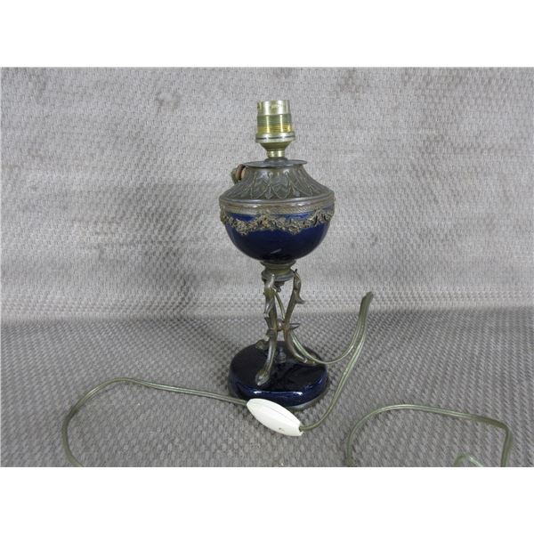 Vintage French Blue Cobalt & Bronze Lamp cira 1895