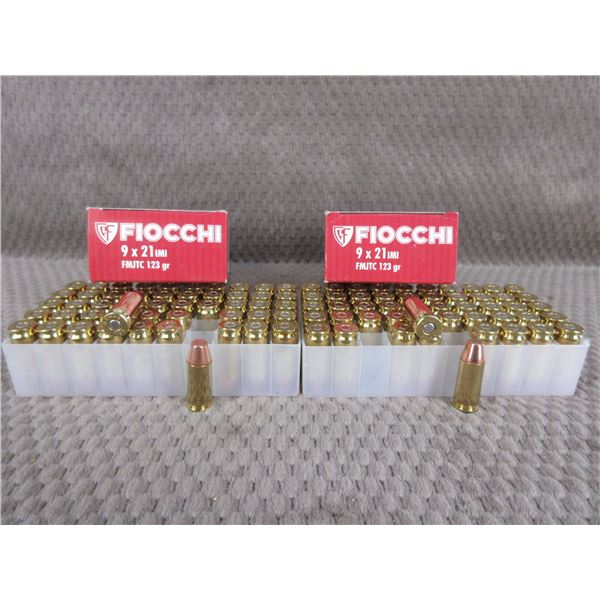 9 X 21, 123 gr, FMJ, Fiocchi - 2 Boxes of 50