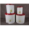 Image 1 : 4 Piece  Red & Cream Canister Set