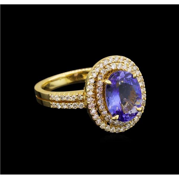 14KT Yellow Gold 3.02 ctw Tanzanite and Diamond Ring