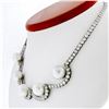 Image 4 : Platinum 10.25 ctw Diamond & Floating South Sea Pearl Statement Necklace