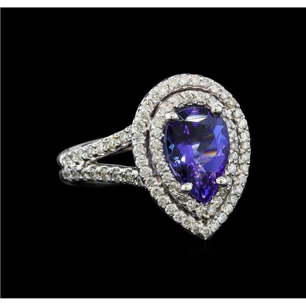 1.75 ctw Tanzanite and Diamond Ring - 14KT White Gold