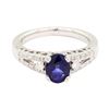 Image 2 : 1.53 ctw Sapphire and Diamond Ring - 14KT White Gold