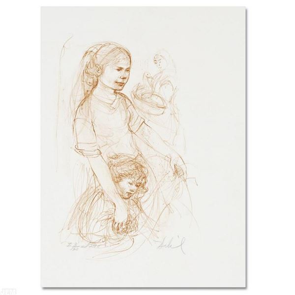 "Small Breton Woman with Child" Limited Edition Lithograph by Edna Hibel (1917-2