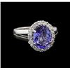 Image 1 : 3.54 ctw Tanzanite and Diamond Ring - 14KT White Gold