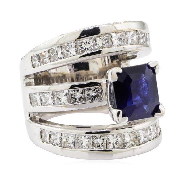 7.40 ctw Sapphire and Diamond Ring - 18KT White Gold