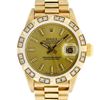 Image 1 : Rolex Ladies 18K Yellow Diamond And Champagne Index President Wristwatch