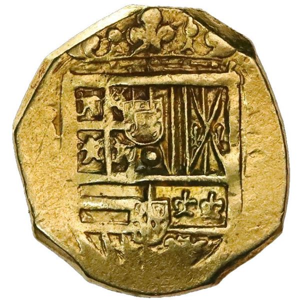 Seville, Spain, cob 2 escudos, Philip III, assayer not visible, NGC AU details / cleaned.
