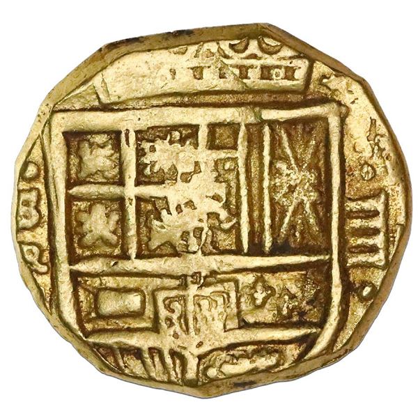 Seville, Spain, cob 4 escudos, Philip IV, assayer R (1640s), NGC AU 58.