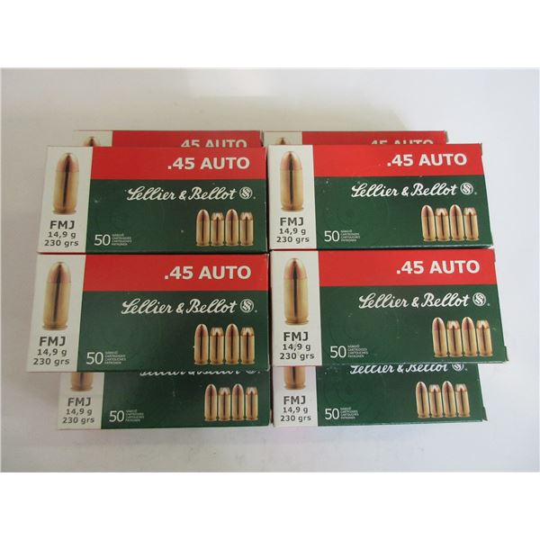 500 Rounds Of Lellier + Bellot .45 Auto Ammo- 230 GR- 14,9g