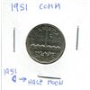 Image 1 : 1951 Canadian 5 Cent Coin (Comm) (Half Moon)