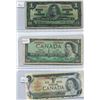 Image 1 : (3) Canadian One Dollar Bills 1937 + 1954 + 1973
