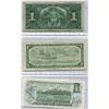 Image 2 : (3) Canadian One Dollar Bills 1937 + 1954 + 1973