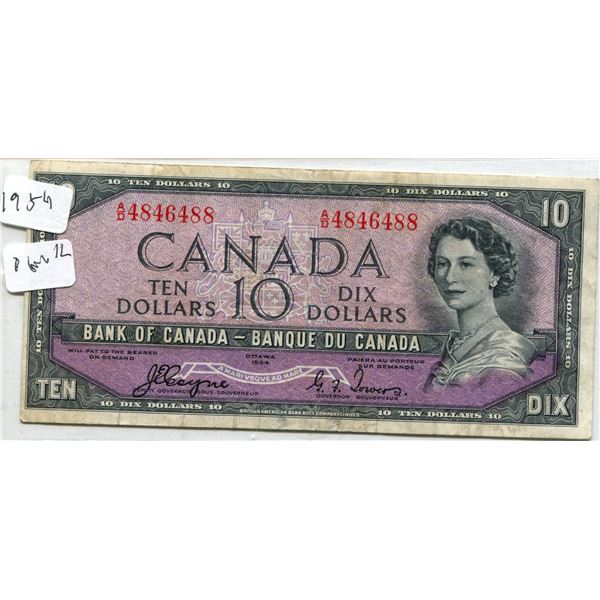 1954 Canada 10 Dollar Bill (Devils Face)