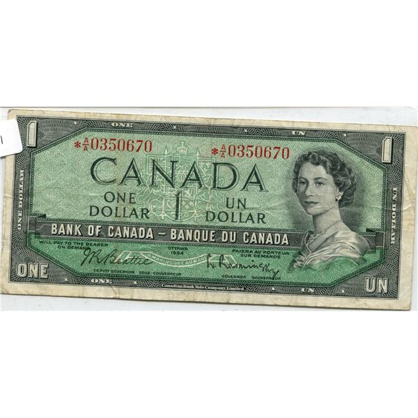 1954 Canada 1 Dollar Bill  (Replacement)