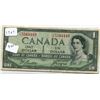Image 1 : 1954 Canada 1 Dollar Bill (Devils Face)
