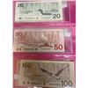 Image 4 : Complete Set Of Canadian Bills 2 Dollars To 100 Dollars (Various Years)