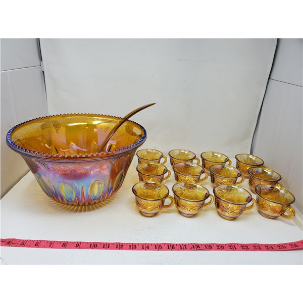 PUNCH BOWL W/ 12 CUPS & LADLE