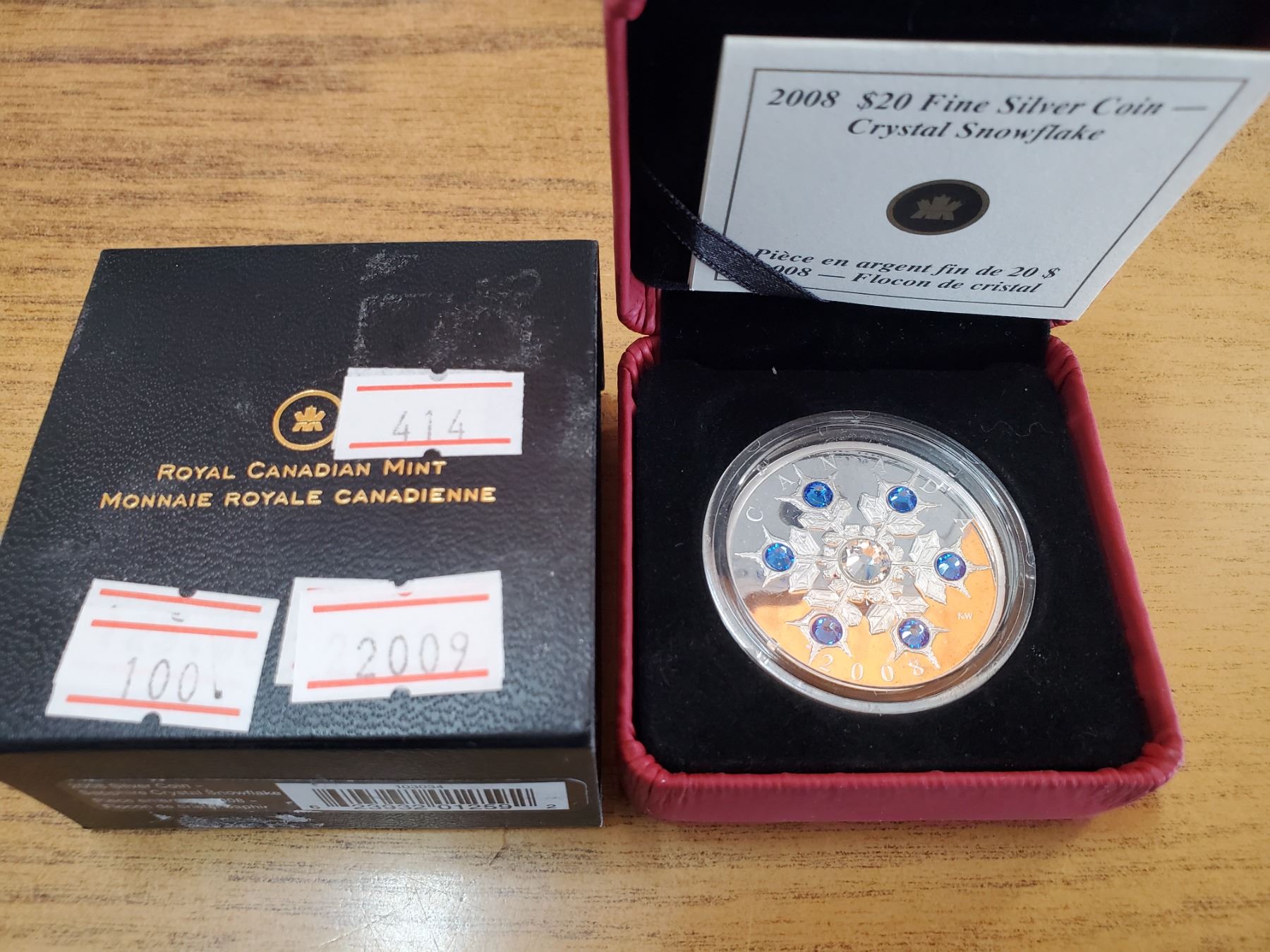 Silver Coin Blue 2008 $20 FINE SILVER COIN 'BLUE CRYSTAL SNOWFLAKE' - Schmalz Auctions