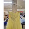 Image 2 : 1960’s yellow prom dress and cape, lace and tulle, 24” waist, and a pair of yellow gloves