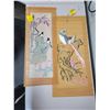 Image 1 : Silk embroidered bamboo scrolls (2), flowers and Magpies, flowers and Pheasants, 31” long