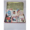 Image 1 : Tin with vintage Christmas cards 1940-1950’s