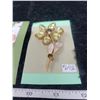 Image 2 : Lot of gold tone broaches with green stones/rhinestones (3)