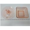 Image 1 : Pink depression glass candy dish, Windsor pattern, and pink dainty server