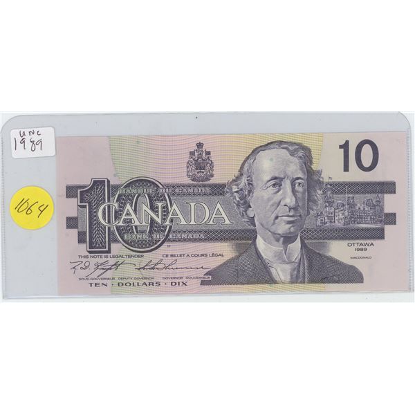 1989 Canadian 10 Dollar Bill