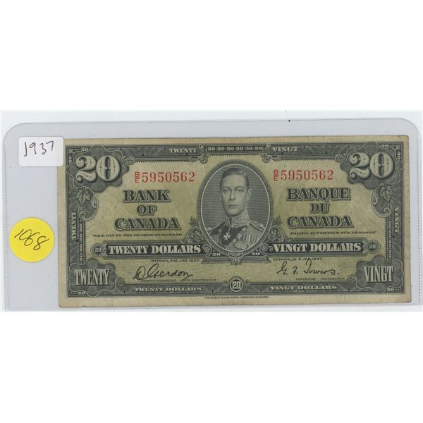 1937 Canadian 20 Dollar Bill