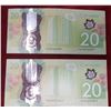 Image 1 : 2 X 2013 Canadian 20 Dollar Bills