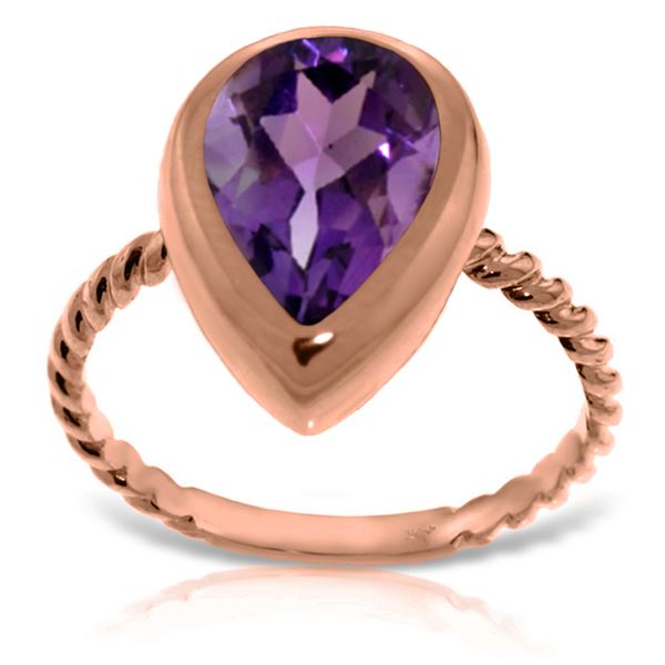 Genuine 2.5 ctw Amethyst Ring 14KT Rose Gold - REF-40T7A