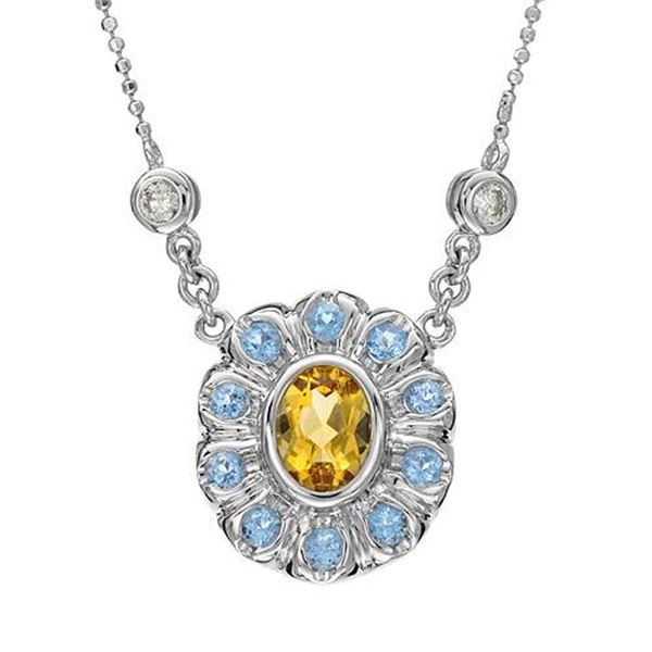Natural 1.89 CTW Citrine & Topaz Necklace 14K White Gold - REF-69M3F