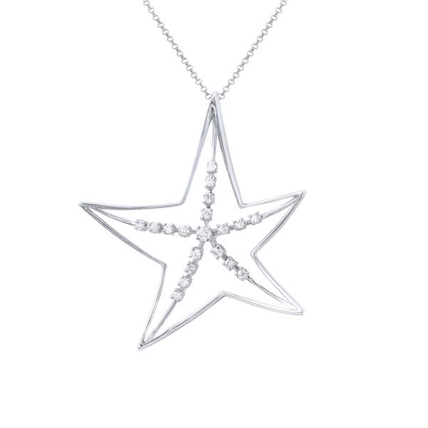 Natural 0.39 CTW Diamond Necklace 18K White Gold - REF-91Y8N