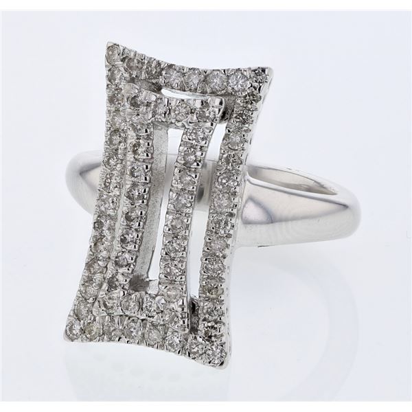 Natural 0.69 CTW Diamond Ring 18K White Gold - REF-165Y6N
