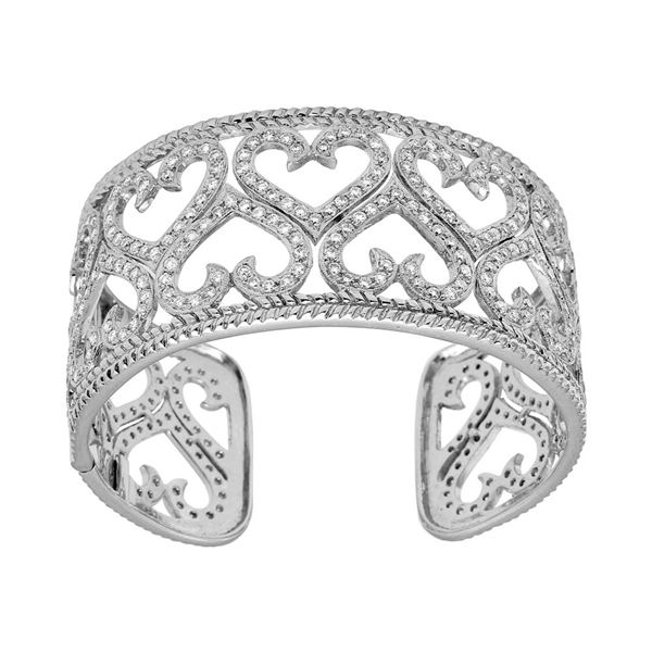 Natural 7.13 CTW Diamond Bangle 18K White Gold - REF-1040M4F