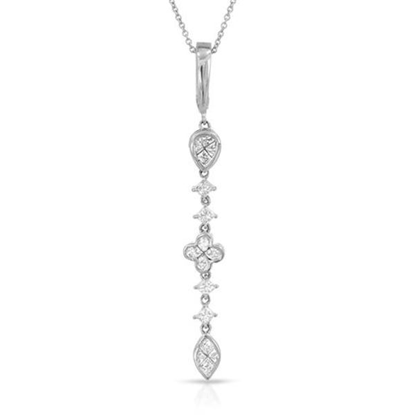 Natural 1.03 CTW Princess Diamond Necklace 14K White Gold - REF-222X3T