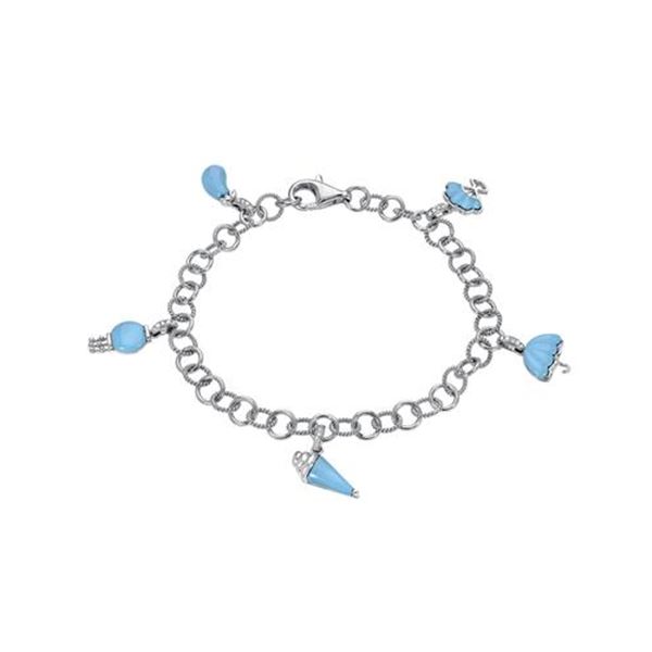 Natural 3.29 CTW Turquoise & Diamond Bracelet 14K White Gold - REF-90X2T
