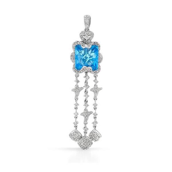 Natural 7.76 CTW Topaz & Diamond Necklace 14K White Gold - REF-141R3K