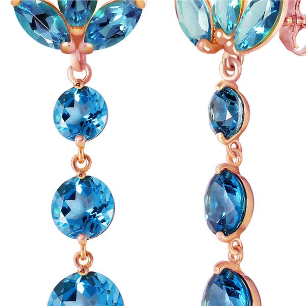 Genuine 8.7 ctw Blue Topaz Earrings 14KT Rose Gold - REF-53T6A