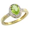 Image 1 : 1.15 CTW Peridot & Diamond Ring 10K Yellow Gold - REF-31K5W