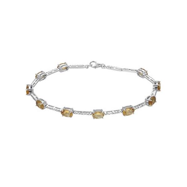 Natural 5.13 CTW Citrine & Diamond Bracelet 18K White Gold - REF-77M4F