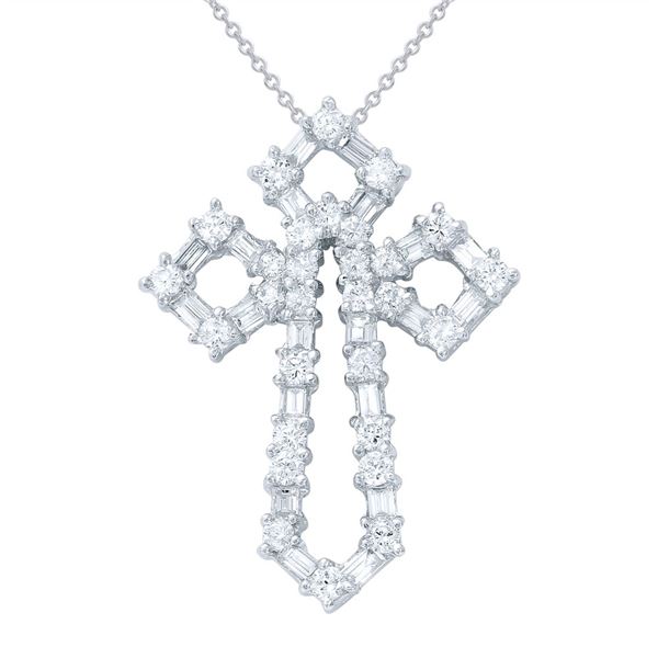 Natural 1.48 CTW Baguette & Diamond Necklace 18K White Gold - REF-189X9T