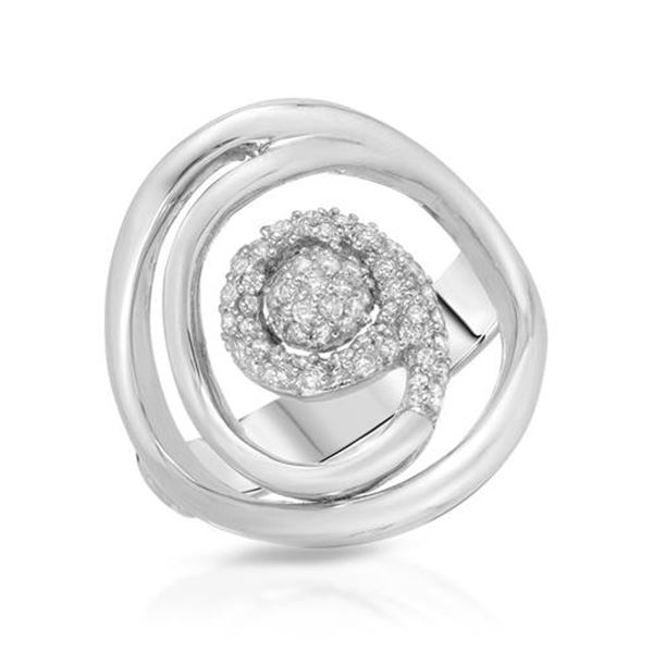 Natural 0.31 CTW Diamond Ring 18K White Gold - REF-100R8K