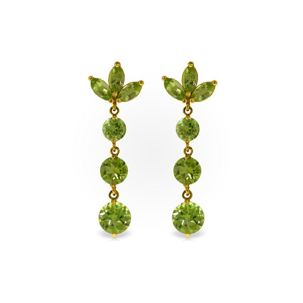 Genuine 8.7 ctw Peridot Earrings 14KT Yellow Gold - REF-53V6W