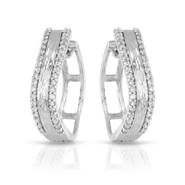 Natural 0.33 CTW Diamond Earrings 14K White Gold - REF-61R2K