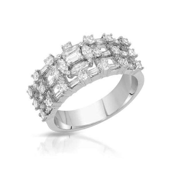 Natural 1.63 CTW Baguette & Diamond Ring 18K White Gold - REF-211Y5N
