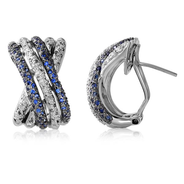 Natural 0.97 CTW Sapphire & Diamond Earrings 14K White Gold - REF-122H4W